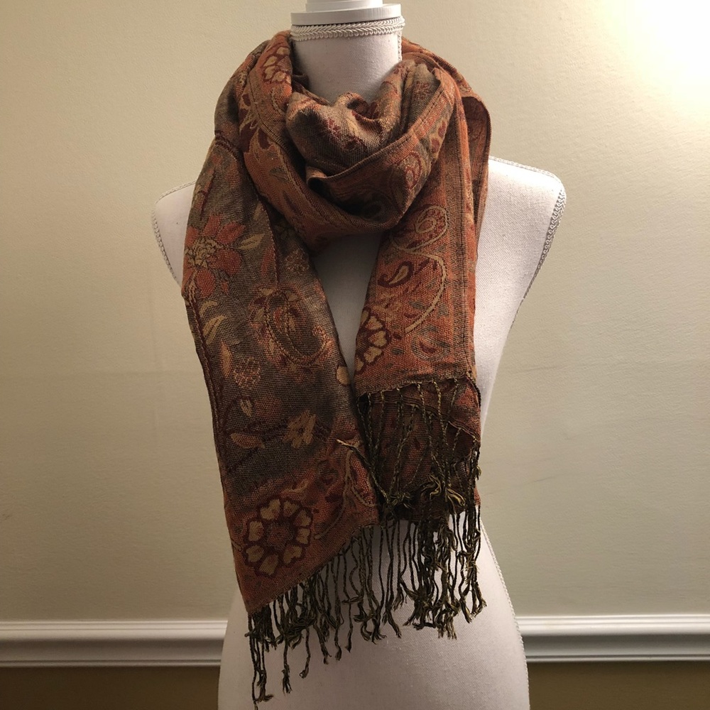 Floral scarf {dark red & brown}